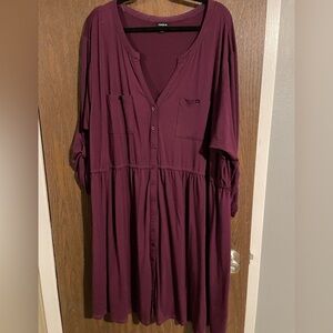 Torrid Size 5 Button Down Knit Shirt Dress in Plum